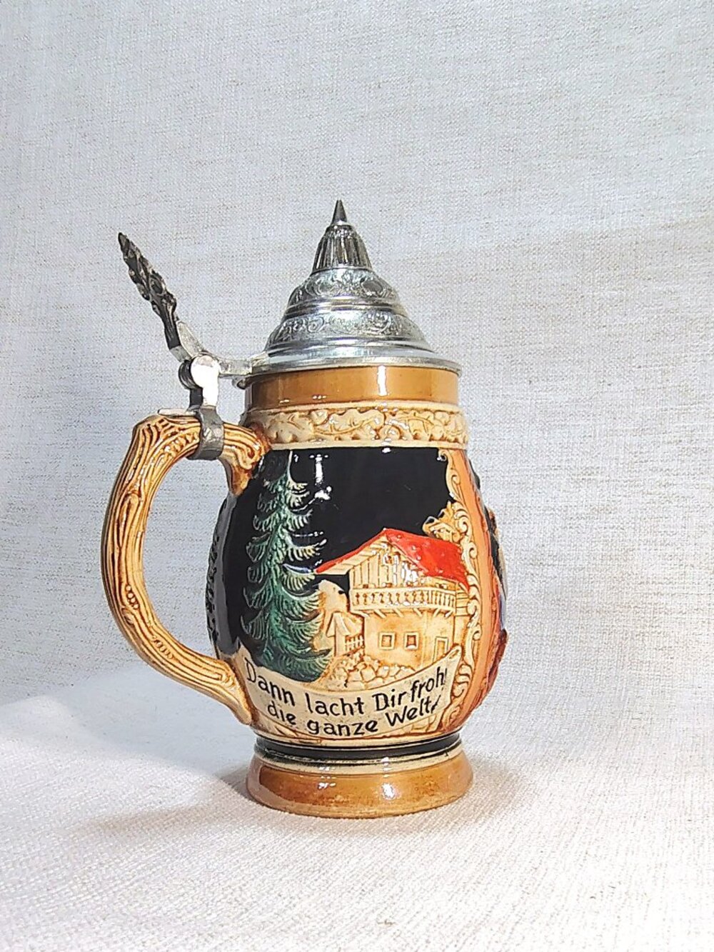 Vintage West German Beer Stein With Pewter Lid.  1960-80"